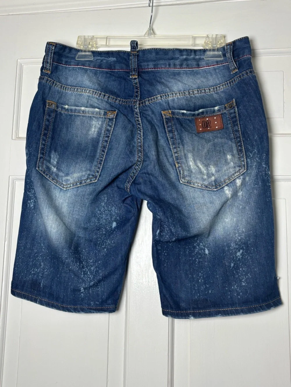 DSQUARED2 Distressed Dark Blue Distress Button Fly Denim Shorts Men’s 48